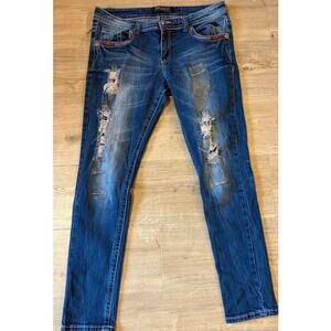 Premiere by rue21 Women’s Jeans 11/12R Distressed Embellished Y2K Straight Leg